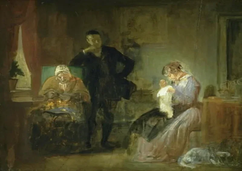 Wilhelm Marstrand | Bejlerens besøg – 1825 | Indrammet kunsttryk | Danmarks Guldalder