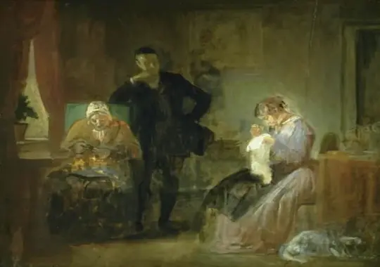 Wilhelm Marstrand | Bejlerens besøg – 1825 | Indrammet kunsttryk | Danmarks Guldalder