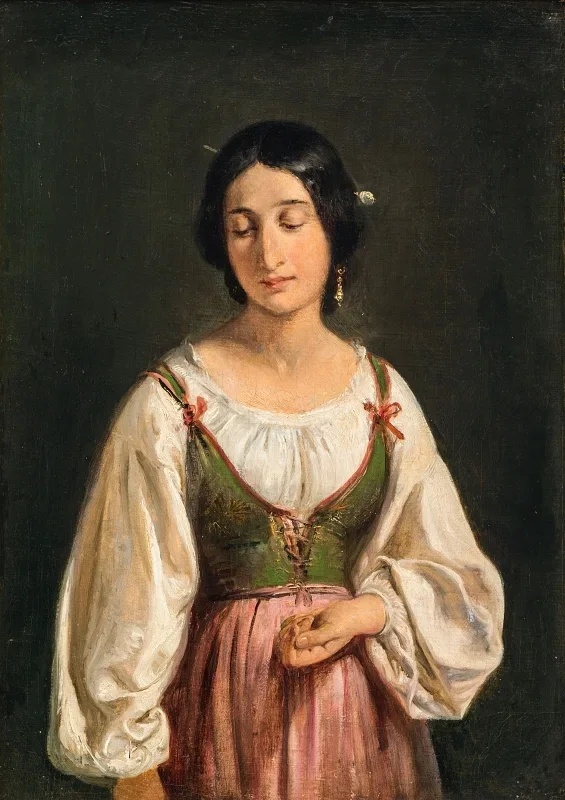 Wilhelm Marstrand | Stående italiensk kvinde – 1840 | Indrammet kunsttryk | Danmarks Guldalder