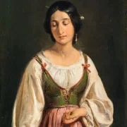 Wilhelm Marstrand | Stående italiensk kvinde – 1840 | Indrammet kunsttryk | Danmarks Guldalder