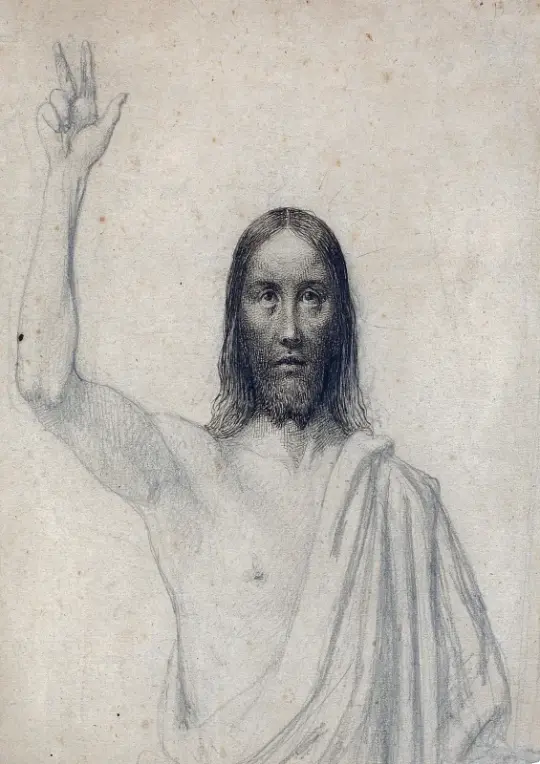 Wilhelm Marstrand | Velsignende Kristus - 1840 | Indrammet kunsttryk | Danmarks Guldalder
