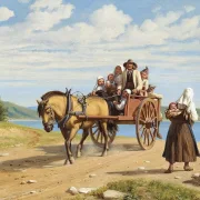Wilhelm Marstrand – Sonntagsausflug in einer Pferdekutsche 1860 | Giclée Kunstdruck gerahmt