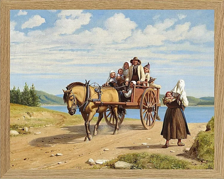 Wilhelm Marstrand – Sonntagsausflug in einer Pferdekutsche 1860 | Giclée Kunstdruck gerahmt