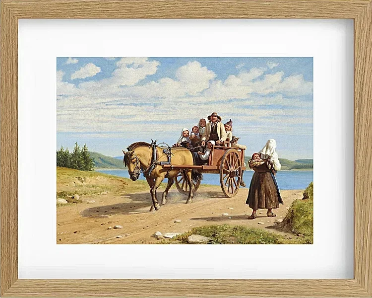 Wilhelm Marstrand – Sonntagsausflug in einer Pferdekutsche 1860 | Giclée Kunstdruck gerahmt