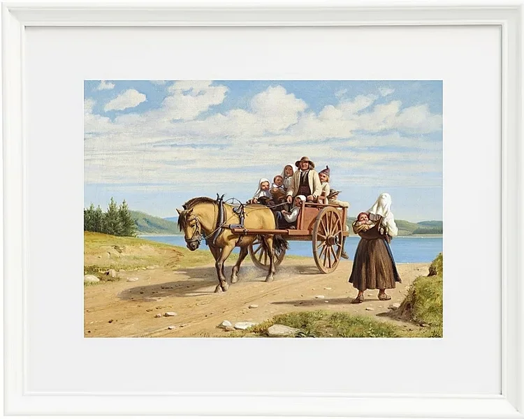 Wilhelm Marstrand – Sonntagsausflug in einer Pferdekutsche 1860 | Giclée Kunstdruck gerahmt