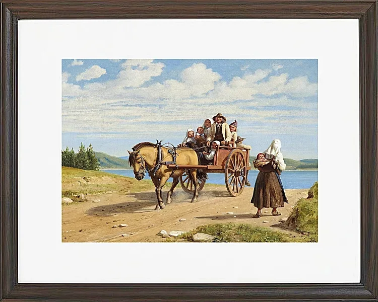 Wilhelm Marstrand – Sonntagsausflug in einer Pferdekutsche 1860 | Giclée Kunstdruck gerahmt
