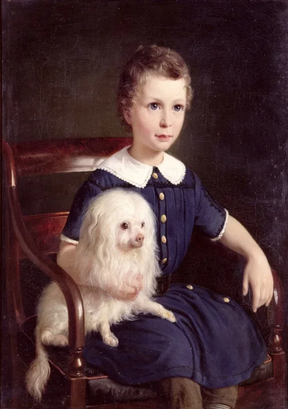 Wilhelm Marstrand | Dreng med hund – 1860 | Indrammet kunsttryk | Danmarks Guldalder
