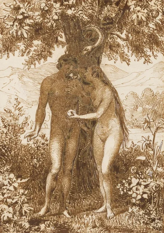 Wilhelm Marstrand | Adam og Eva – 1855 | Indrammet kunsttryk | Danmarks Guldalder