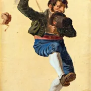 Wilhelm Marstrand | Studie om Sankt Antonius' fest i Rom - 1838 | Indrammet kunsttryk | Danmarks Guldalder