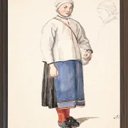 Wilhelm Marstrand – Stehendes schwedisches Bauernmädchen 1851 | Giclée Kunstdruck gerahmt