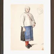 Wilhelm Marstrand – Stehendes schwedisches Bauernmädchen 1851 | Giclée Kunstdruck gerahmt