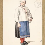 Wilhelm Marstrand – Stehendes schwedisches Bauernmädchen 1851 | Giclée Kunstdruck gerahmt