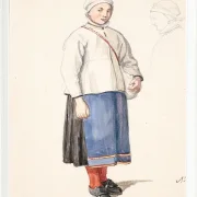 Wilhelm Marstrand – Stehendes schwedisches Bauernmädchen 1851 | Giclée Kunstdruck gerahmt
