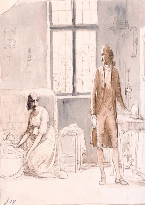 Wilhelm Marstrand | Goethe hos enkefruen i Rom – 1810 | Indrammet kunsttryk | Danmarks Guldalder