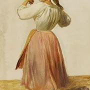 Wilhelm Marstrand | Study of dancing Italian woman - 1850 | Indrammet kunsttryk | Danmarks Guldalder
