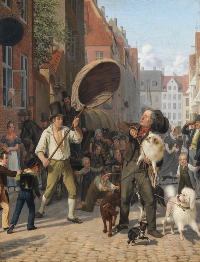 Wilhelm Marstrand – Straßenszene in den Hunde Tagen 1832 | Giclée Kunstdruck gerahmt