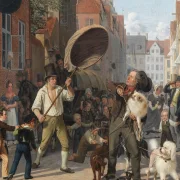 Wilhelm Marstrand – Straßenszene in den Hunde Tagen 1832 | Giclée Kunstdruck gerahmt