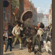 Wilhelm Marstrand – Straßenszene in den Hunde Tagen 1832 | Giclée Kunstdruck gerahmt