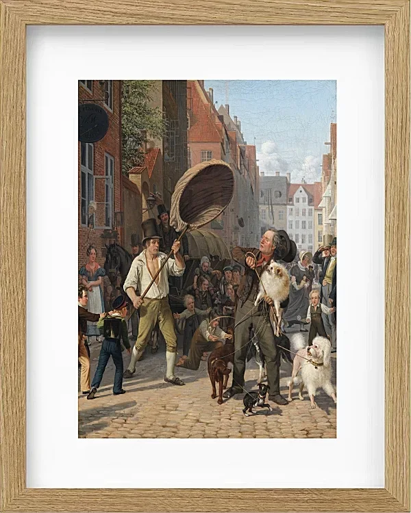 Wilhelm Marstrand – Straßenszene in den Hunde Tagen 1832 | Giclée Kunstdruck gerahmt
