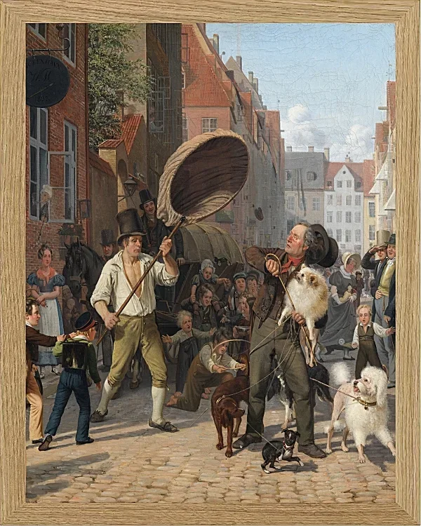 Wilhelm Marstrand – Straßenszene in den Hunde Tagen 1832 | Giclée Kunstdruck gerahmt