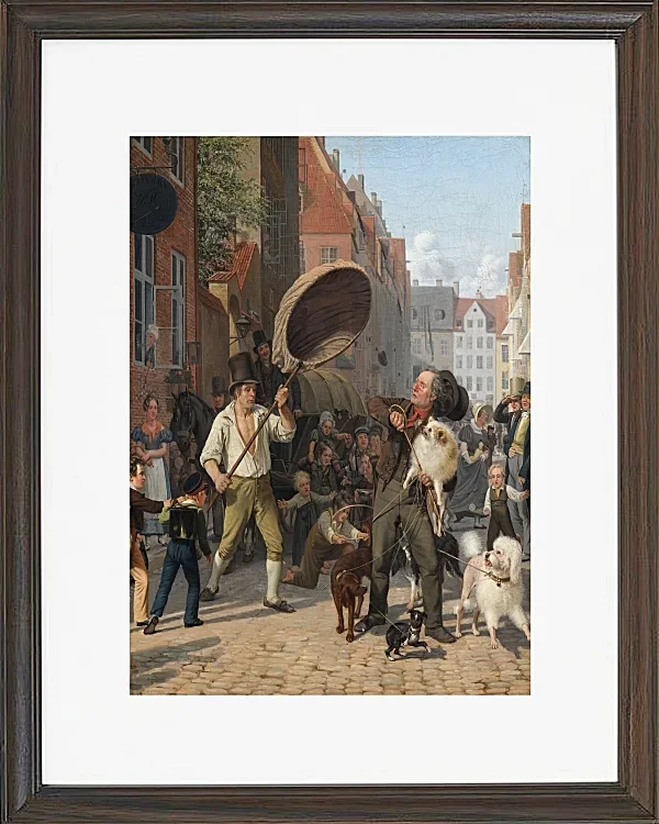 Wilhelm Marstrand – Straßenszene in den Hunde Tagen 1832 | Giclée Kunstdruck gerahmt