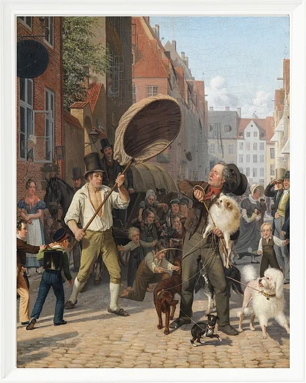 Wilhelm Marstrand – Straßenszene in den Hunde Tagen 1832 | Giclée Kunstdruck gerahmt