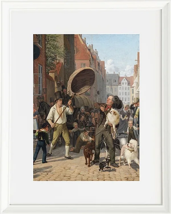 Wilhelm Marstrand – Straßenszene in den Hunde Tagen 1832 | Giclée Kunstdruck gerahmt
