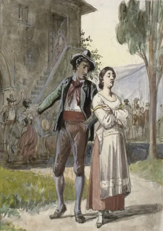 Wilhelm Marstrand | Junges Paar im Streit – 1870 | Gerahmter Kunstdruck | Goldenes Zeitalter Dänemark