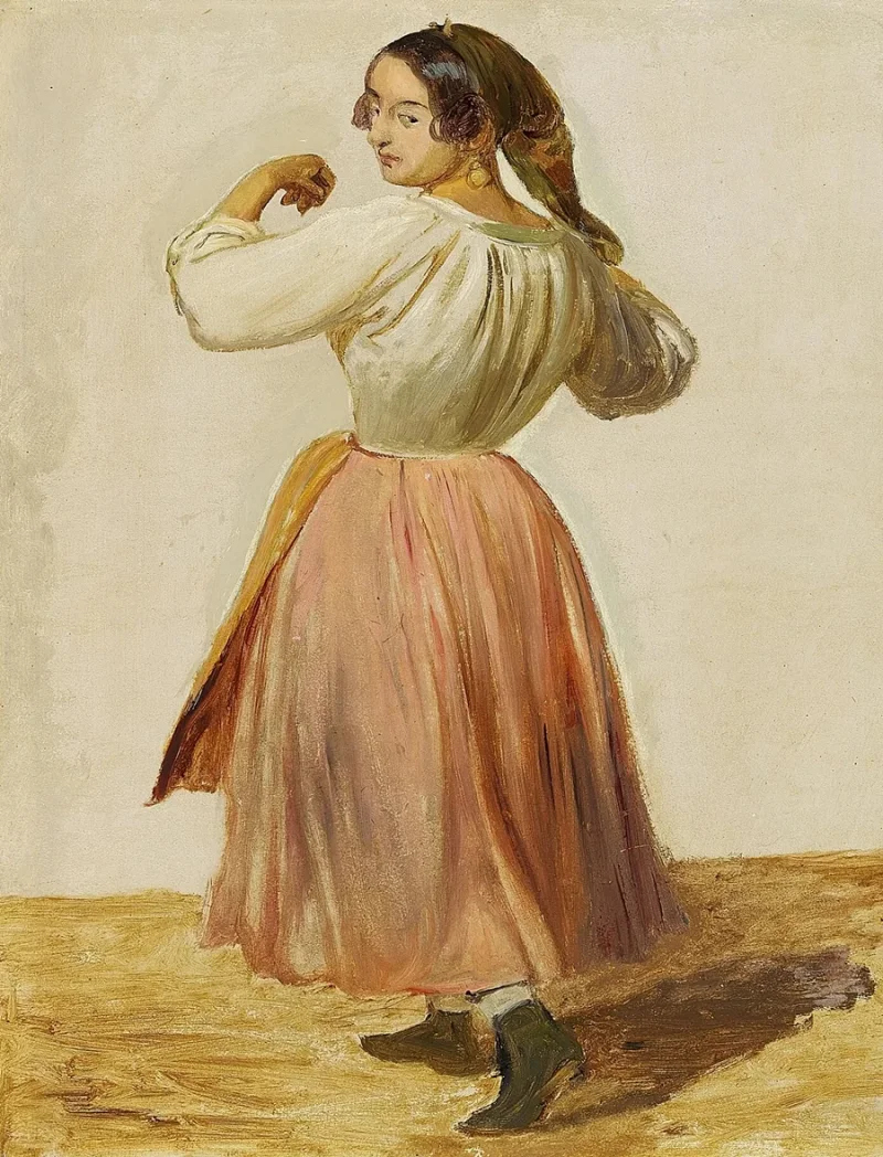 Wilhelm Marstrand – Studie einer tanzenden Italienerin 1850 | Giclée Kunstdruck gerahmt