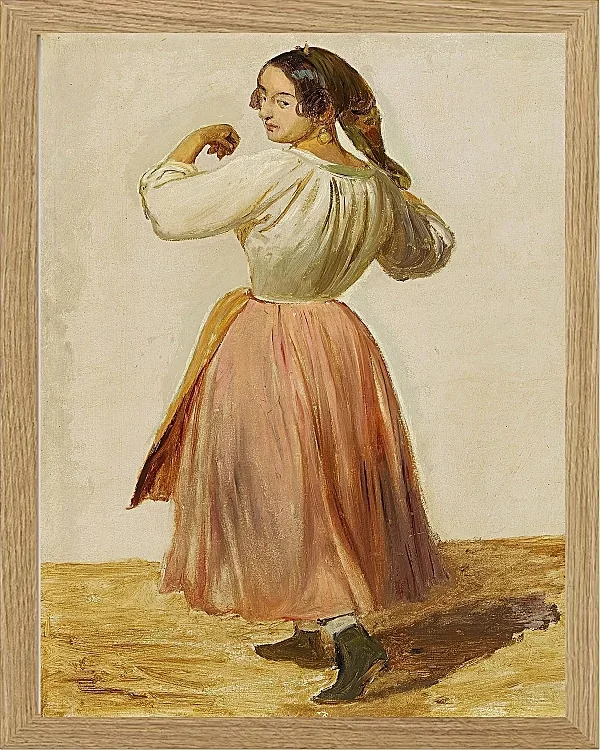 Wilhelm Marstrand – Studie einer tanzenden Italienerin 1850 | Giclée Kunstdruck gerahmt