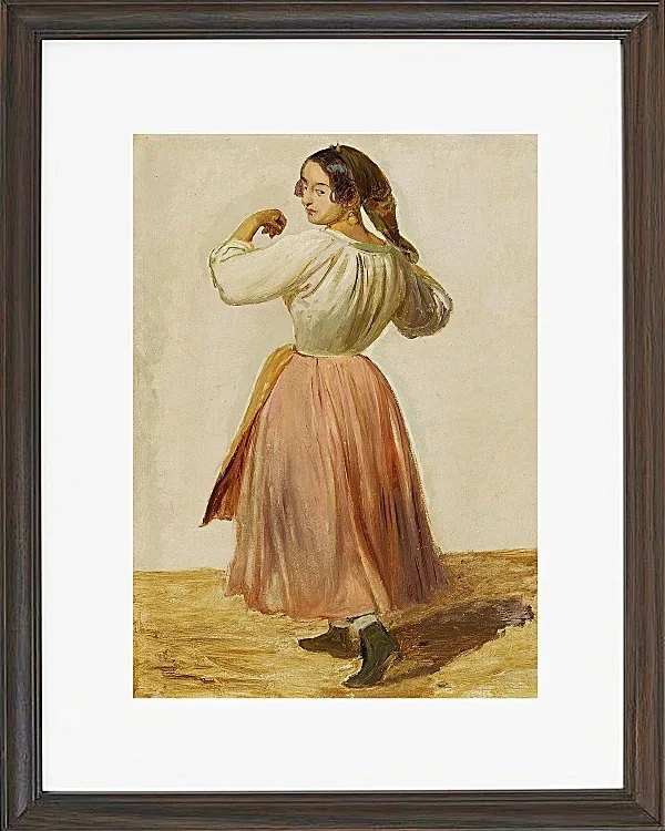 Wilhelm Marstrand – Studie einer tanzenden Italienerin 1850 | Giclée Kunstdruck gerahmt