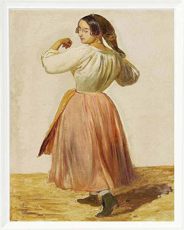 Wilhelm Marstrand – Studie einer tanzenden Italienerin 1850 | Giclée Kunstdruck gerahmt