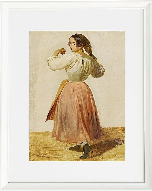 Wilhelm Marstrand – Studie einer tanzenden Italienerin 1850 | Giclée Kunstdruck gerahmt