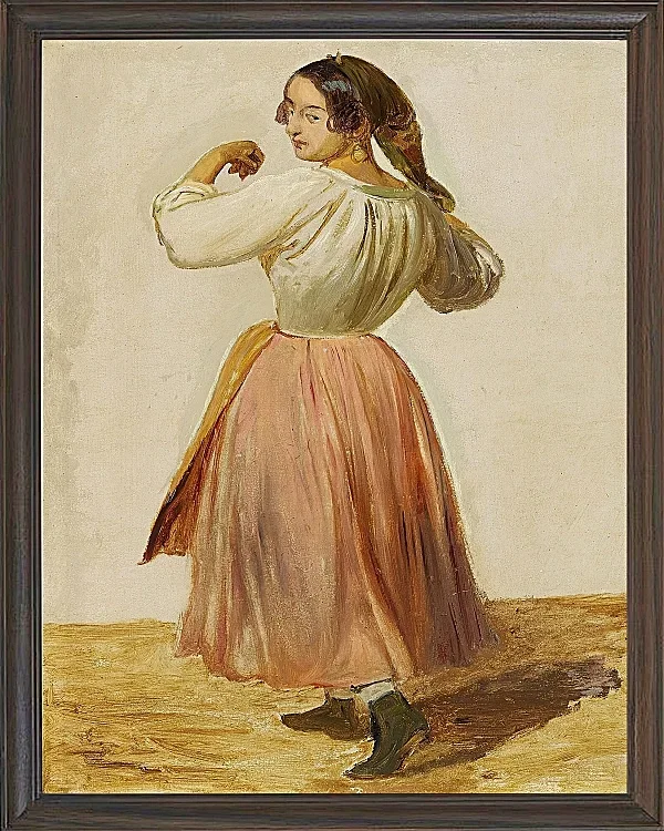 Wilhelm Marstrand – Studie einer tanzenden Italienerin 1850 | Giclée Kunstdruck gerahmt