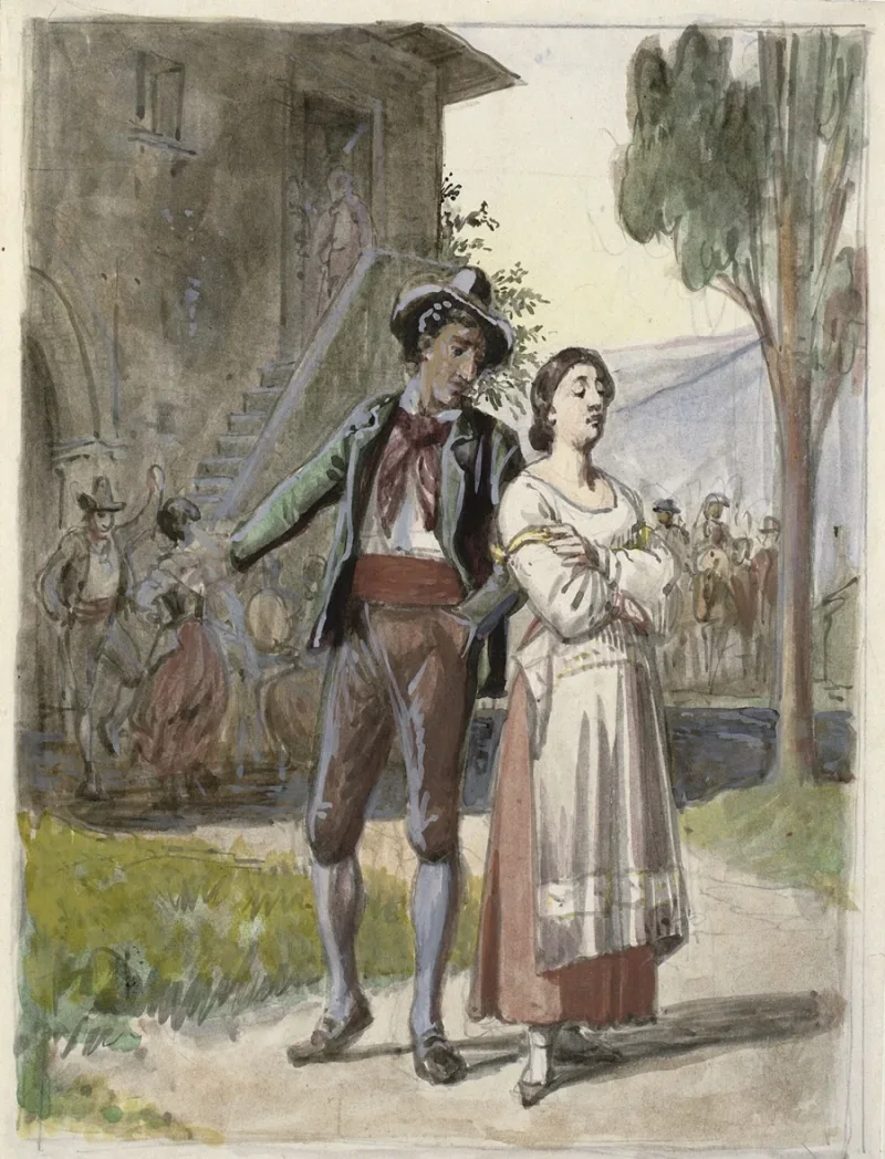 Wilhelm Marstrand – Junges Paar im Streit 1870 | Giclée Kunstdruck gerahmt