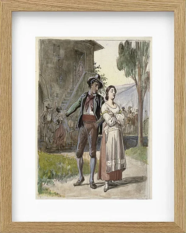 Wilhelm Marstrand – Junges Paar im Streit 1870 | Giclée Kunstdruck gerahmt