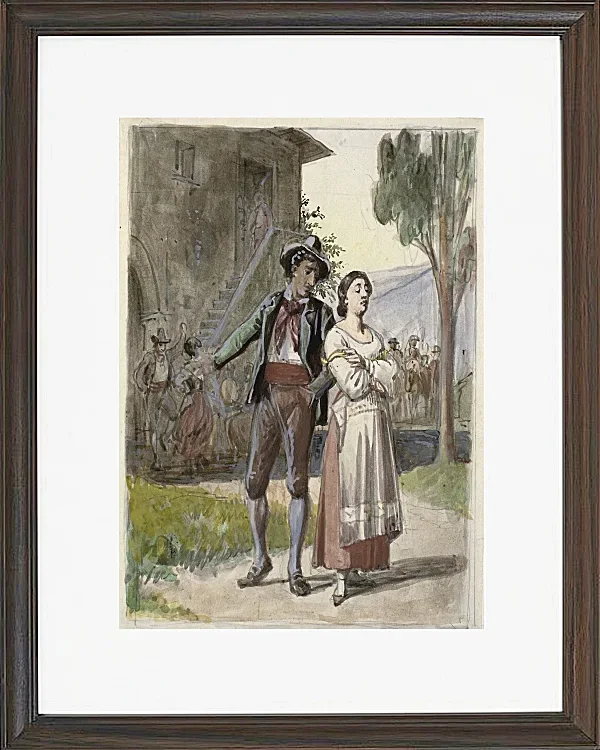 Wilhelm Marstrand – Junges Paar im Streit 1870 | Giclée Kunstdruck gerahmt
