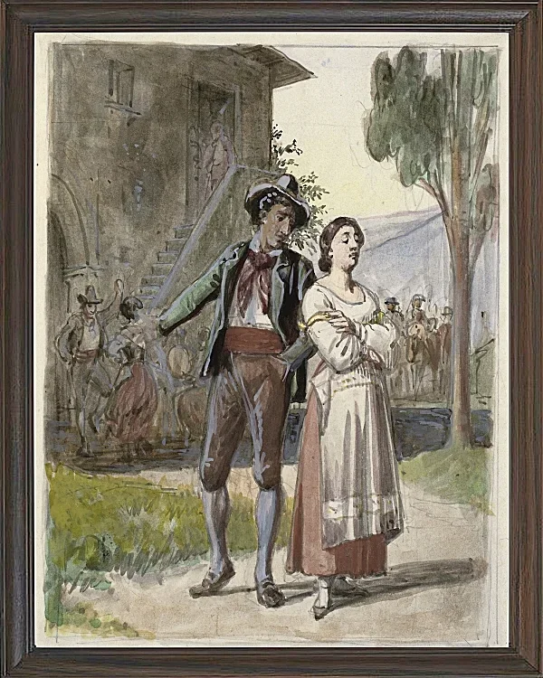 Wilhelm Marstrand – Junges Paar im Streit 1870 | Giclée Kunstdruck gerahmt