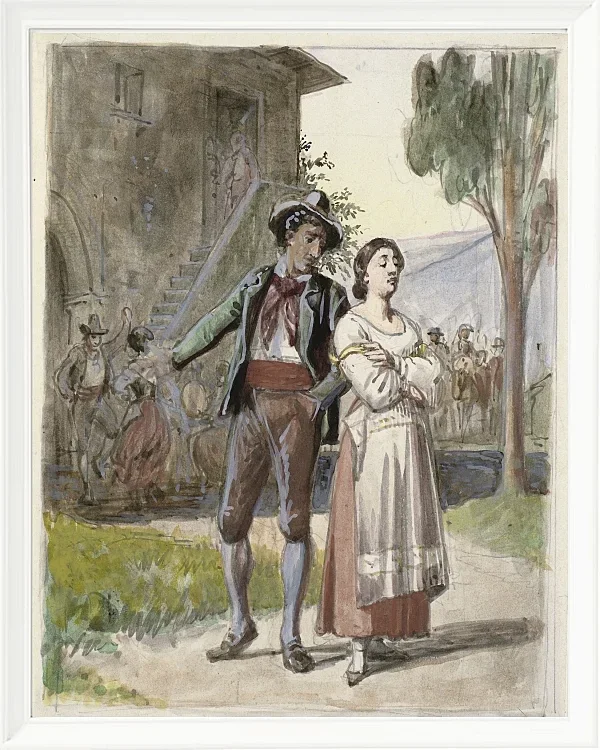 Wilhelm Marstrand – Junges Paar im Streit 1870 | Giclée Kunstdruck gerahmt