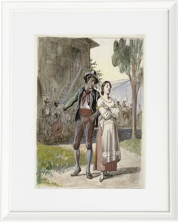 Wilhelm Marstrand – Junges Paar im Streit 1870 | Giclée Kunstdruck gerahmt