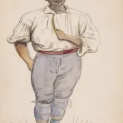 Wilhelm Marstrand | Italiensk bonde eller hyrde - 1869 | Indrammet kunsttryk | Danmarks Guldalder