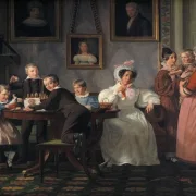 Wilhelm Marstrand | Familien Waagepetersen - 1836 | Indrammet kunsttryk | Danmarks Guldalder