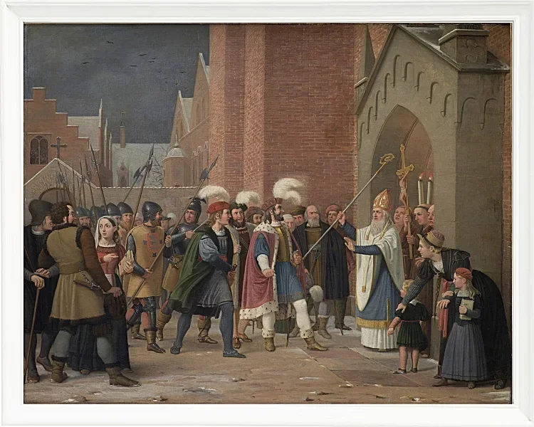 Wilhelm Marstrand – Svend Estridsen und Bischof Vilhelm 1832 | Giclée Kunstdruck gerahmt