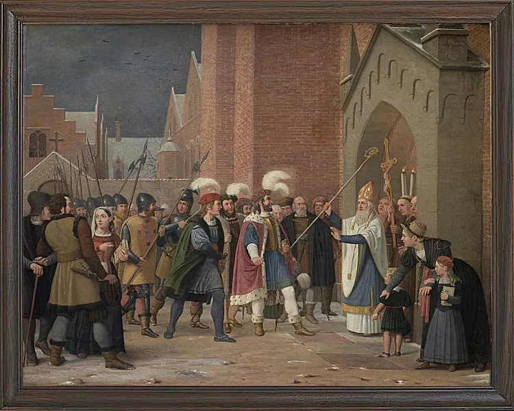 Wilhelm Marstrand – Svend Estridsen und Bischof Vilhelm 1832 | Giclée Kunstdruck gerahmt