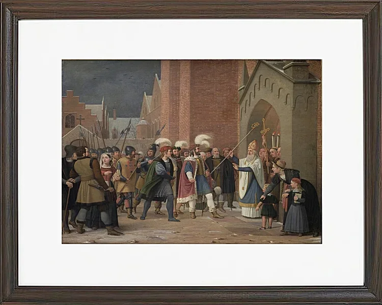 Wilhelm Marstrand – Svend Estridsen und Bischof Vilhelm 1832 | Giclée Kunstdruck gerahmt