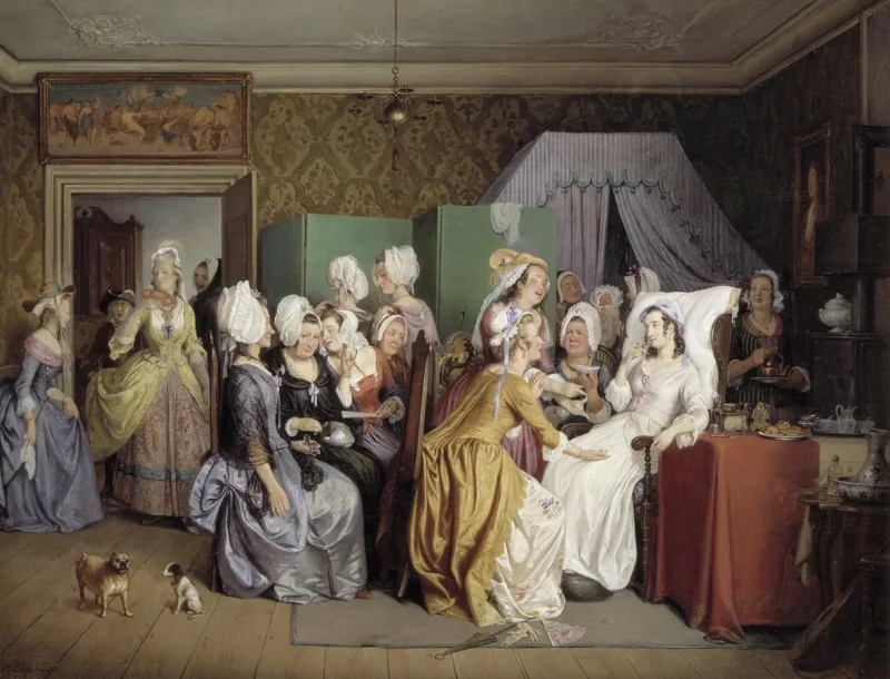 Wilhelm Marstrand – Szene aus Ludwig Holbergs Wohnzimmer 1845| Giclée Kunstdruck gerahmt