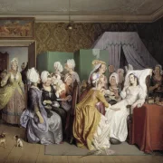 Wilhelm Marstrand – Szene aus Ludwig Holbergs Wohnzimmer 1845| Giclée Kunstdruck gerahmt