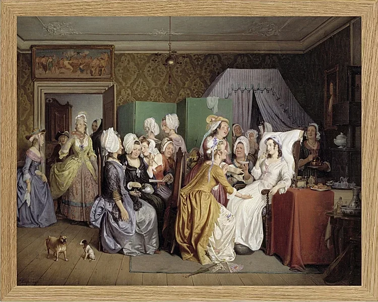 Wilhelm Marstrand – Szene aus Ludwig Holbergs Wohnzimmer 1845| Giclée Kunstdruck gerahmt