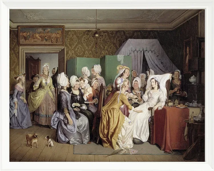 Wilhelm Marstrand – Szene aus Ludwig Holbergs Wohnzimmer 1845| Giclée Kunstdruck gerahmt