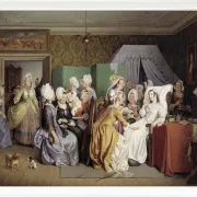 Wilhelm Marstrand – Szene aus Ludwig Holbergs Wohnzimmer 1845| Giclée Kunstdruck gerahmt